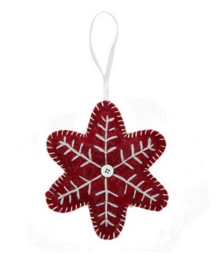 Snowflake Felt Hanger - Red and White