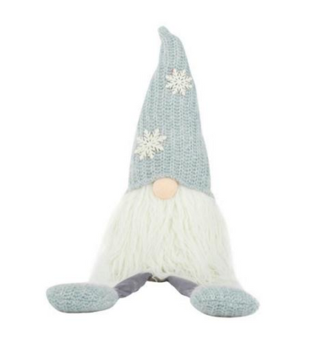 Sitting Gnome with long legs - Grey and Blue