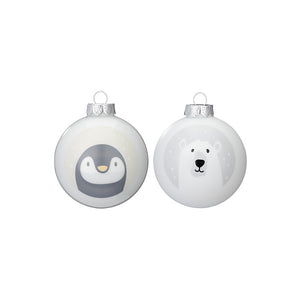 Penguin and Polar Bear Glass Balls - Set of 2