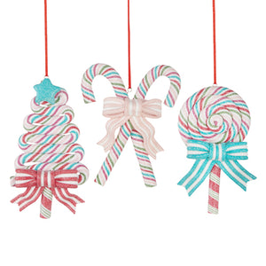 Pastel Candy Cane Ornaments - 3 in a Set