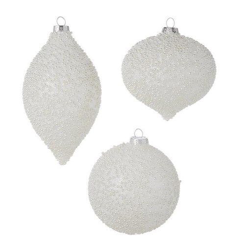 RAZ White Pearl Ornament - Set of 3