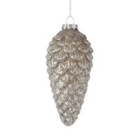 White Glittered Pinecone