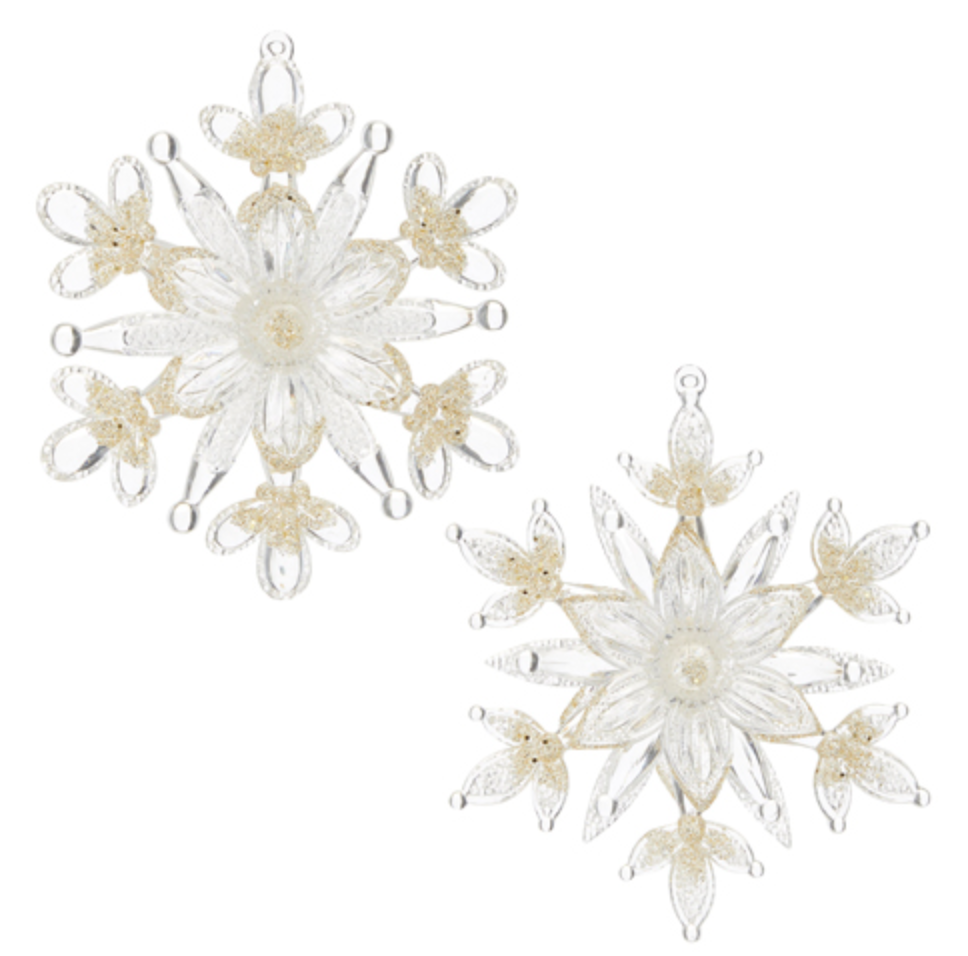 RAZ Gold Glittered Snowflake - Set of 2