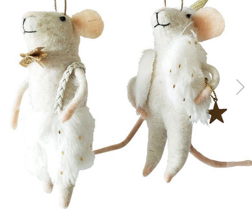 White Felt Mice - 2 Assorted