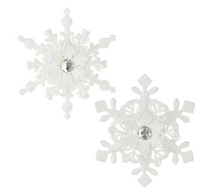 RAZ White Glittered Snowflake - Set of 2