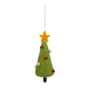 Felt Christmas Tree with Star Decoration - Lime Green