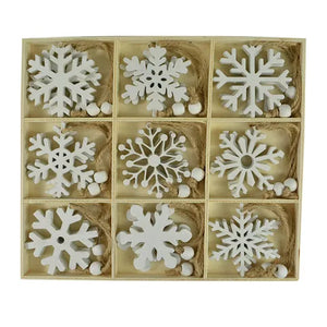 White Glitter Ply Snowflake 5cm - 18 Piece Set