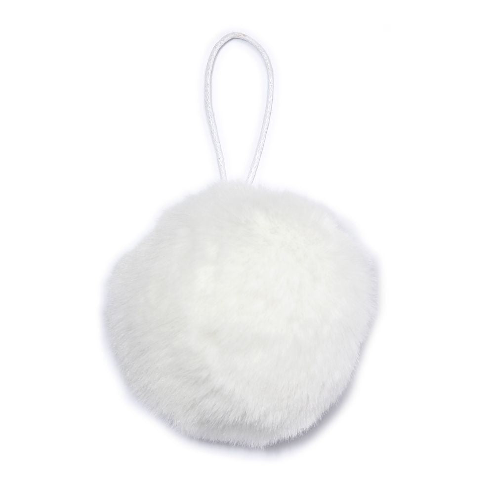 Fluffy White Snowball Ornament