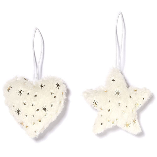 White Fabric Star and Heart