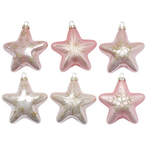 Rose Glass Stars - Set of 6