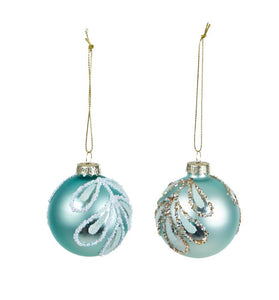 Matt Blue Glass Bauble  - Set of 2 - 6cm