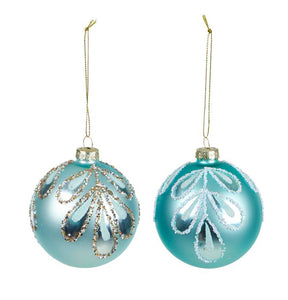 Matt Blue Glass Bauble  - Set of 2 - 8cm