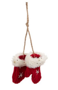 Hanging Mittens Knitted - Red